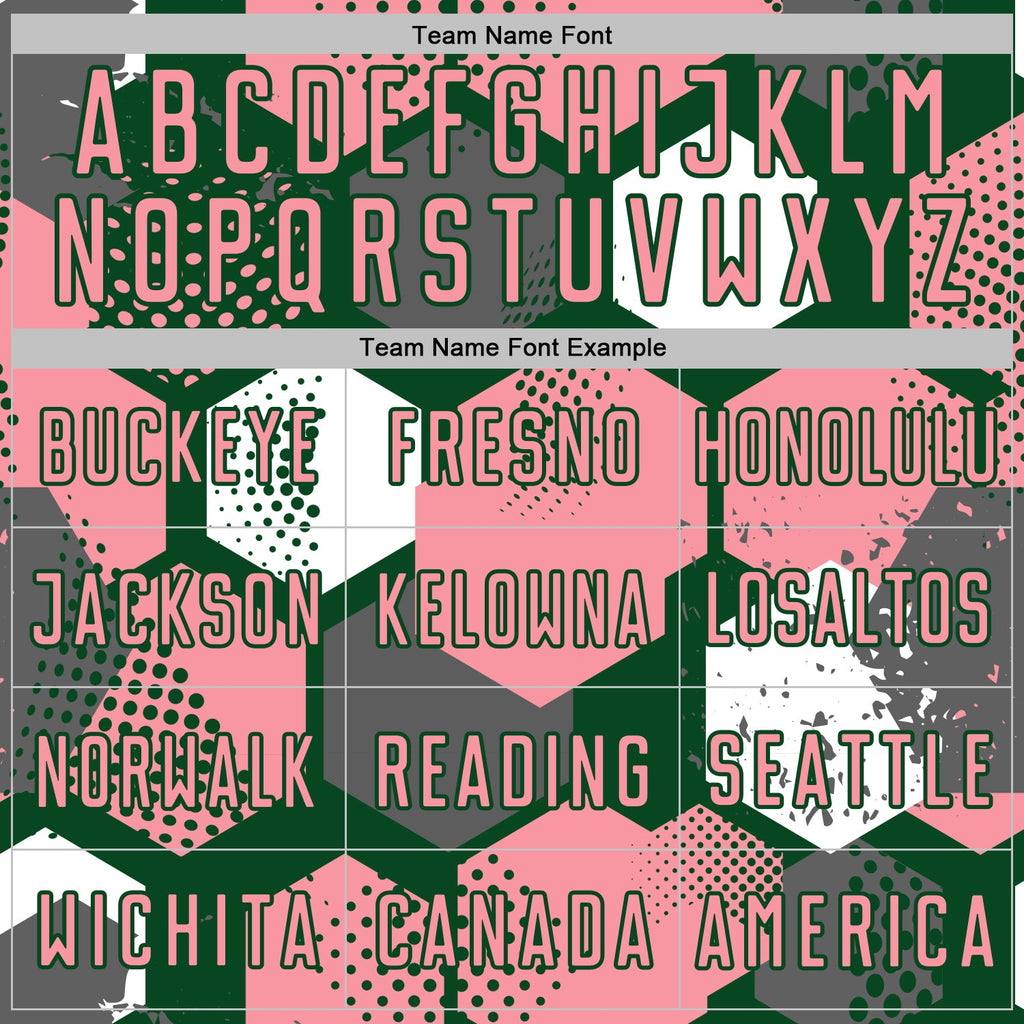 Custom Green Medium Pink-White Geometric Shape Sublimation Soccer Uniform Jersey