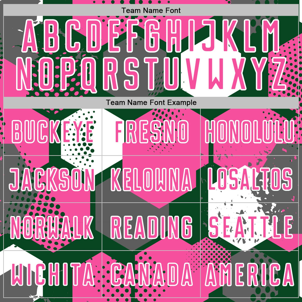 Custom Green Pink-White Geometric Shape Sublimation Soccer Uniform Jersey