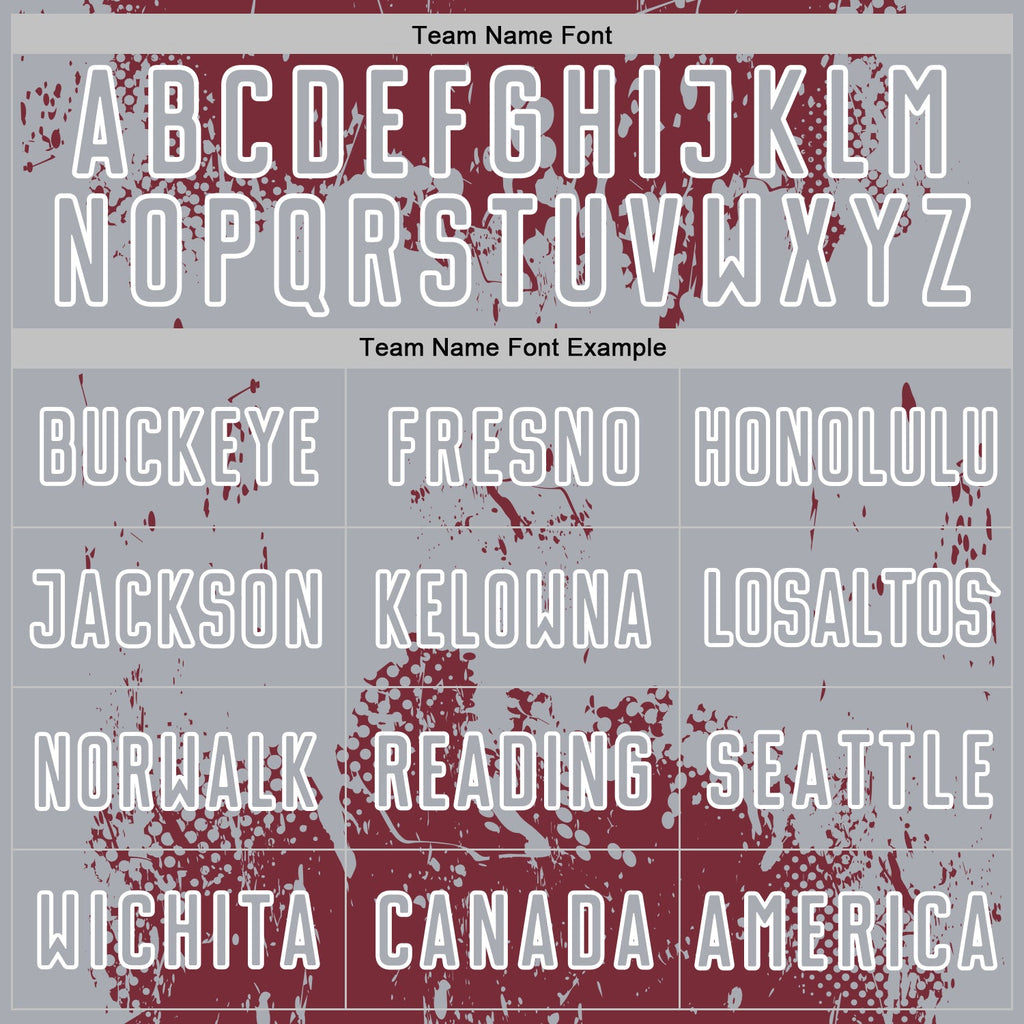 Custom Burgundy Gray-White Abstract Splatter Grunge Art Sports Sublimation Soccer Uniform Jersey