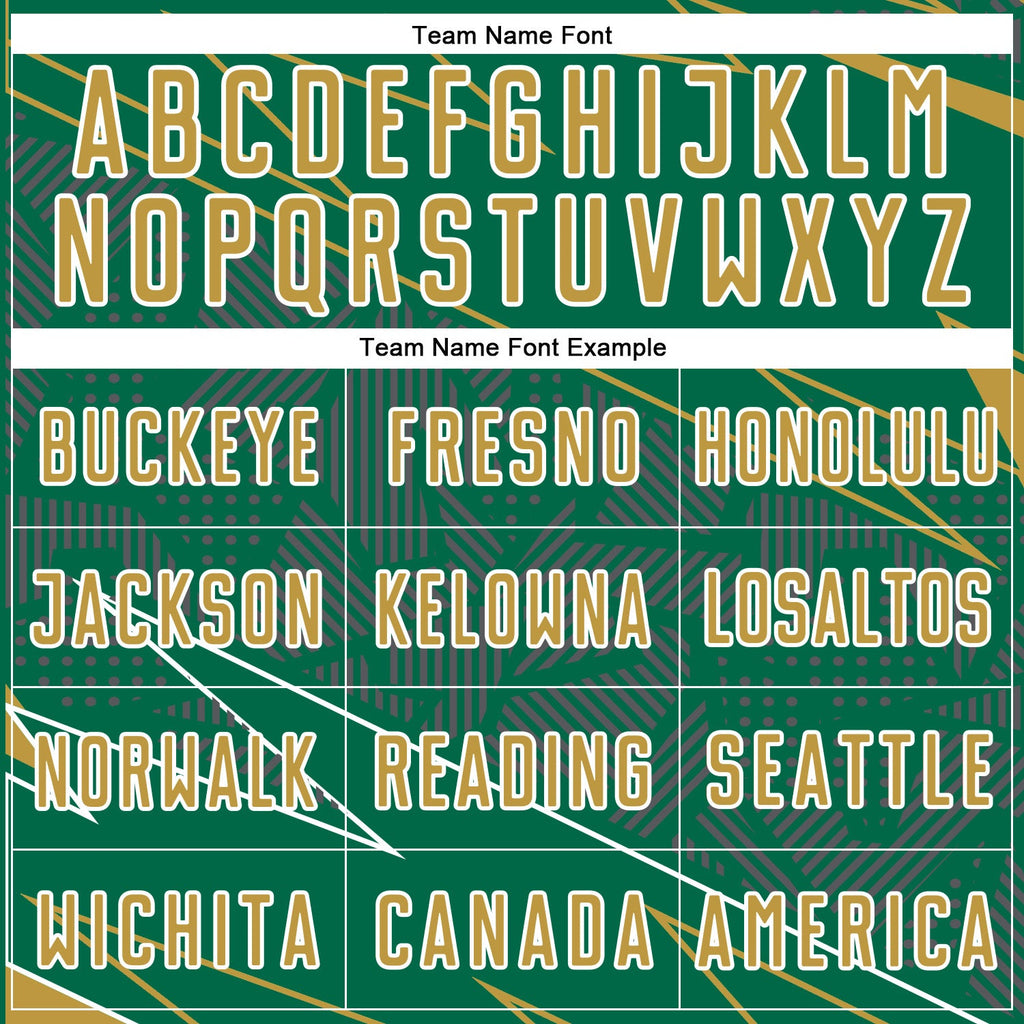 Custom Kelly Green Old Gold-White Lines Sports Sublimation Soccer Uniform Jersey