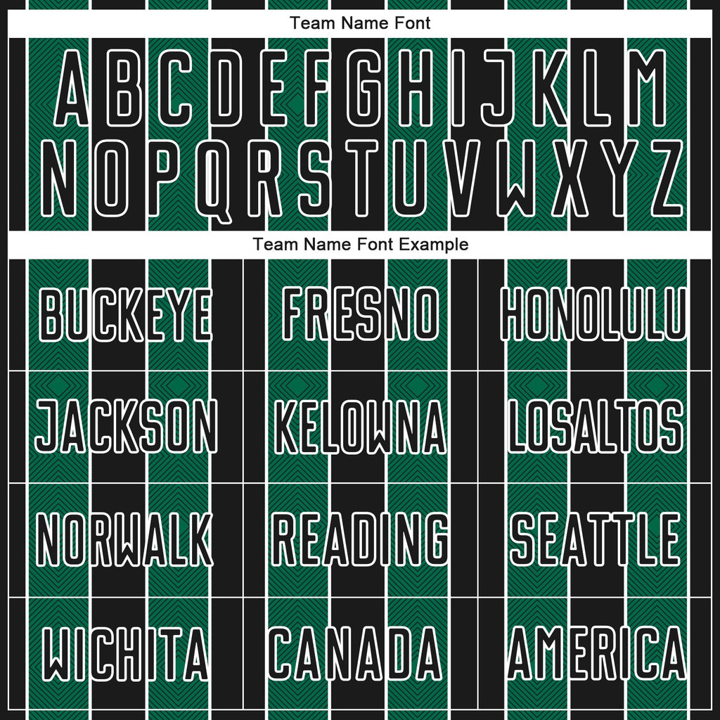 Custom Black Kelly Green-White Pinstripe Line Sports Sublimation Soccer Uniform Jersey