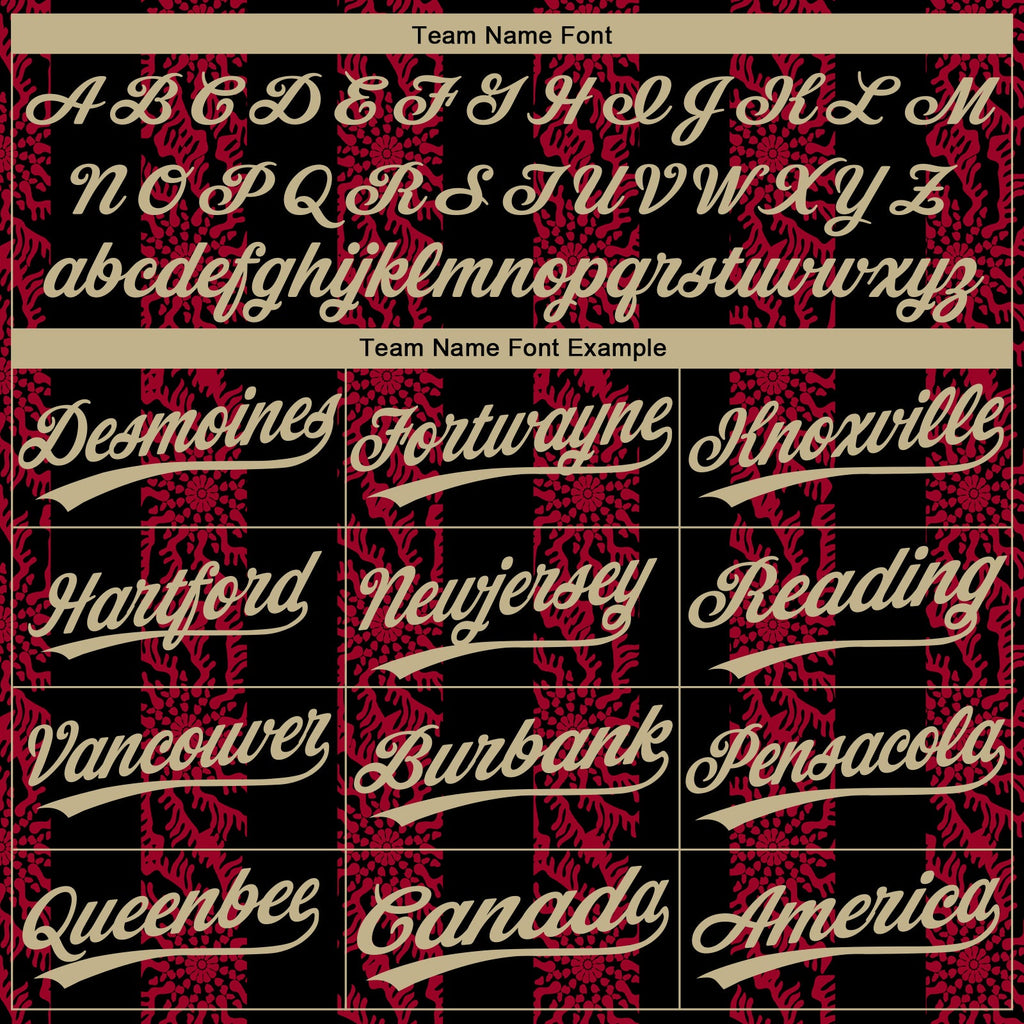 Custom Black Vegas Gold-Red 3D Pattern Two-Button Unisex Softball Jersey