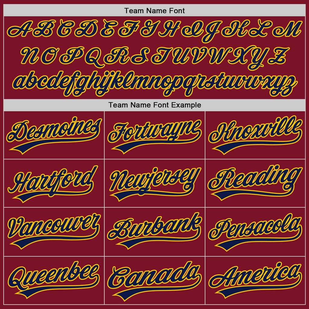 Custom Crimson Yellow-Navy Two-Button Unisex Softball Jersey