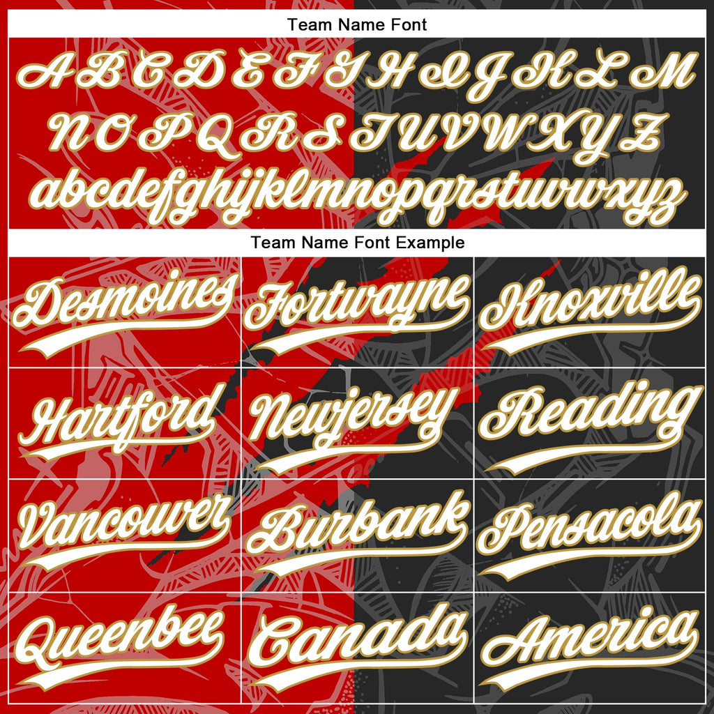 Custom Graffiti Pattern Black Red-Old Gold 3D Two-Button Unisex Softball Jersey