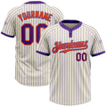 Custom Cream Purple Pinstripe Orange Two-Button Unisex Softball Jersey
