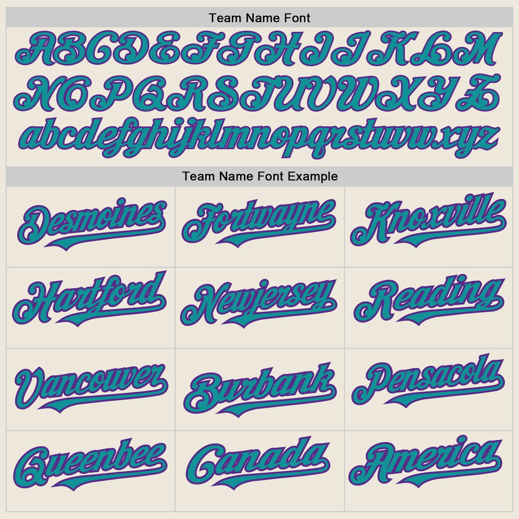 Custom Cream Purple Pinstripe Teal Two-Button Unisex Softball Jersey