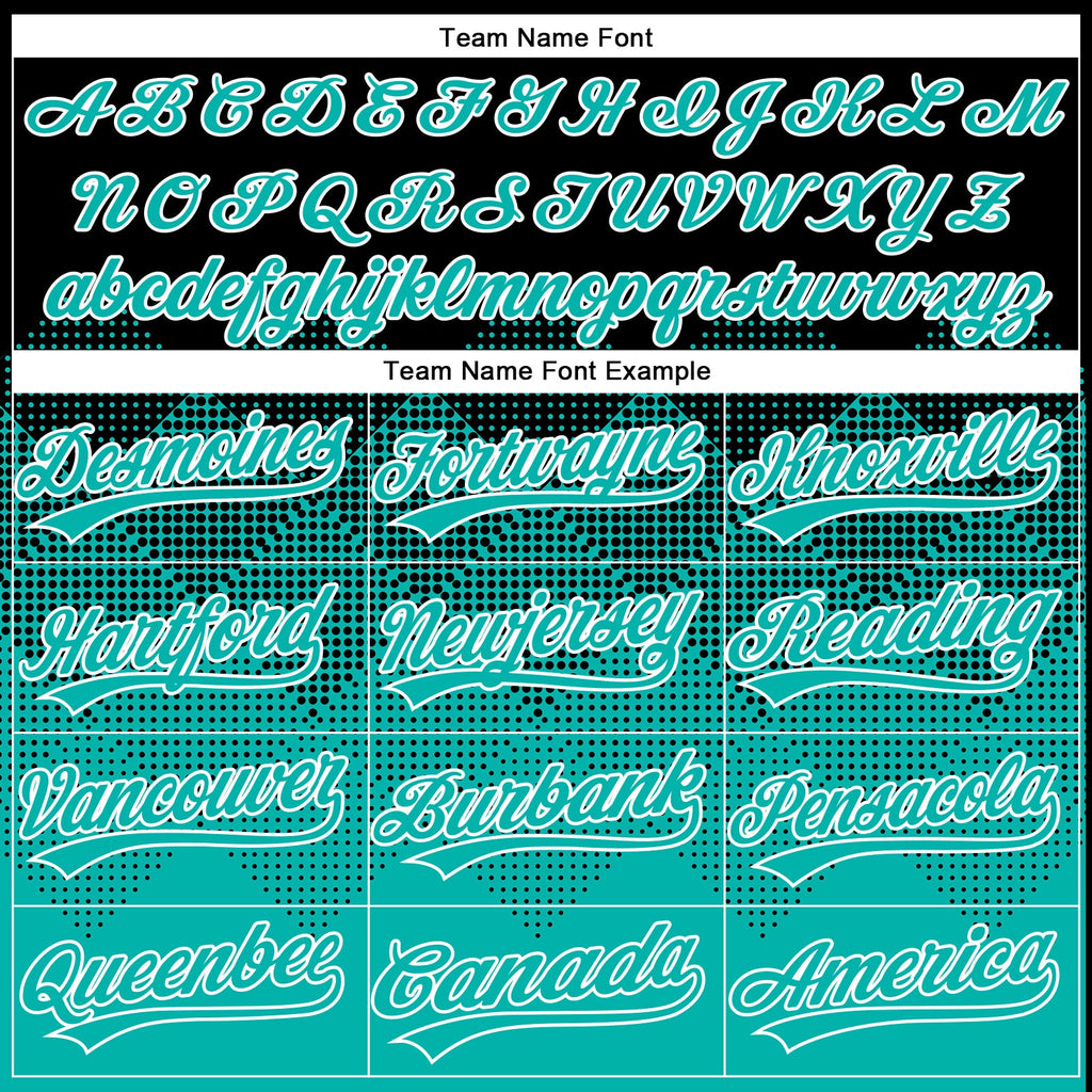Custom Black Aqua-White 3D Gradient Square Shape Two-Button Unisex Softball Jersey