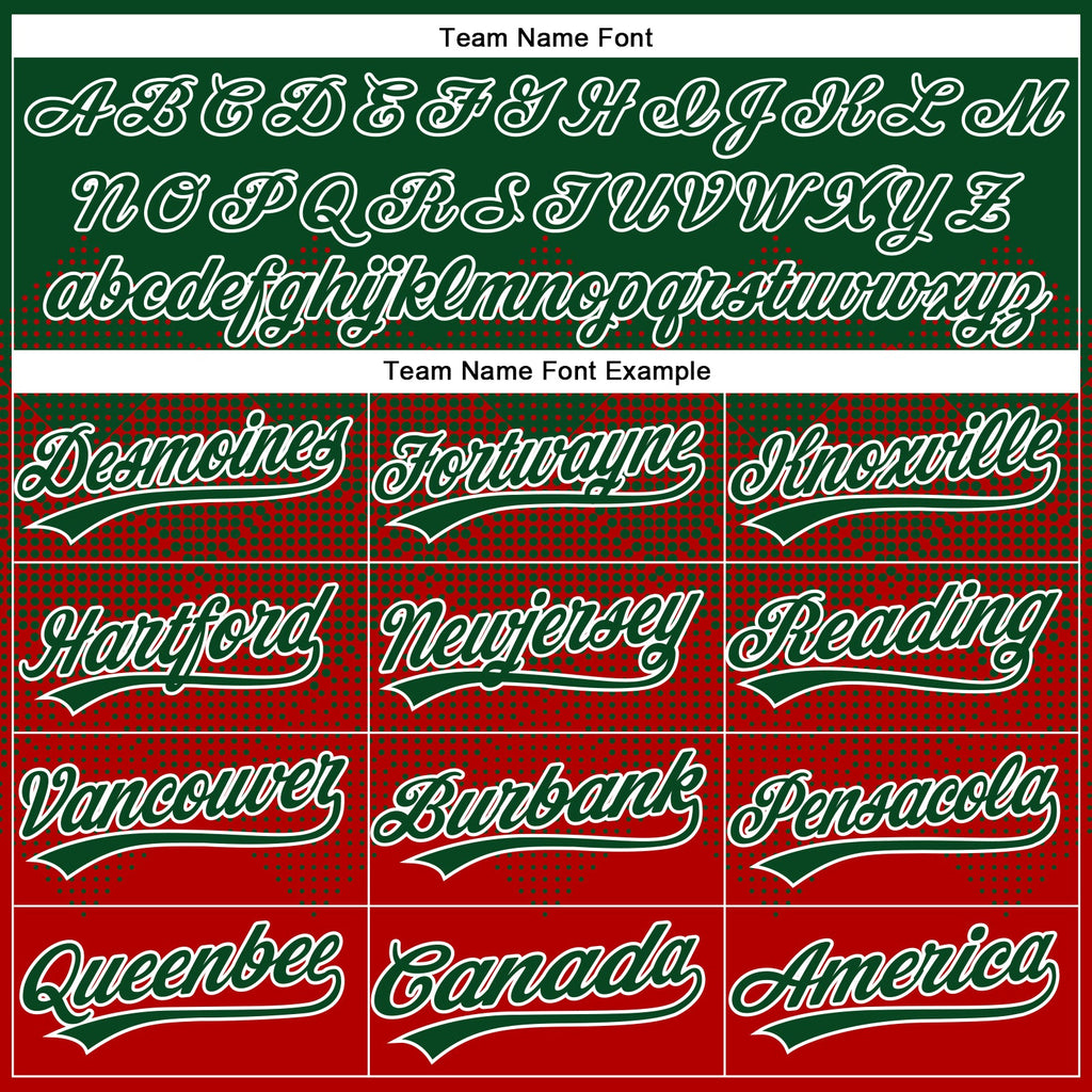 Custom Green Red-White 3D Gradient Square Shape Two-Button Unisex Softball Jersey