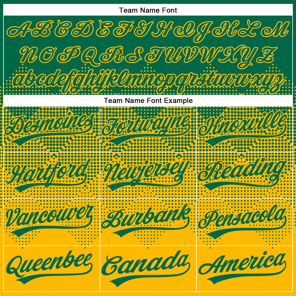 Custom Kelly Green Gold 3D Gradient Square Shape Two-Button Unisex Softball Jersey