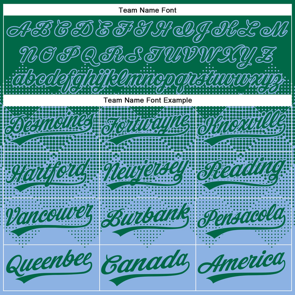 Custom Kelly Green Light Blue 3D Gradient Square Shape Two-Button Unisex Softball Jersey