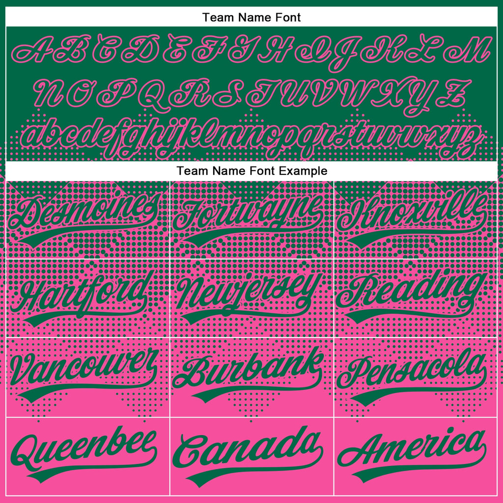 Custom Kelly Green Pink 3D Gradient Square Shape Two-Button Unisex Softball Jersey
