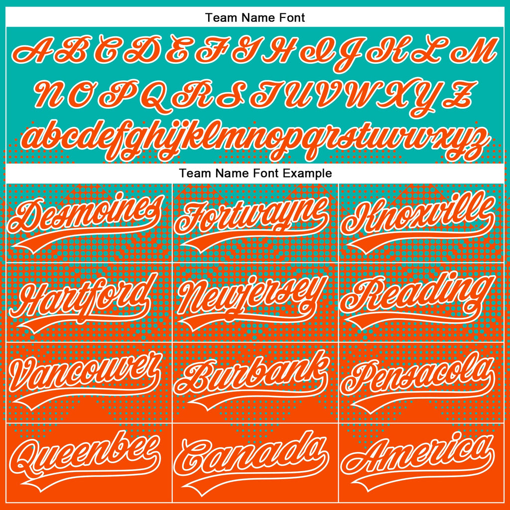 Custom Aqua Orange-White 3D Gradient Square Shape Two-Button Unisex Softball Jersey