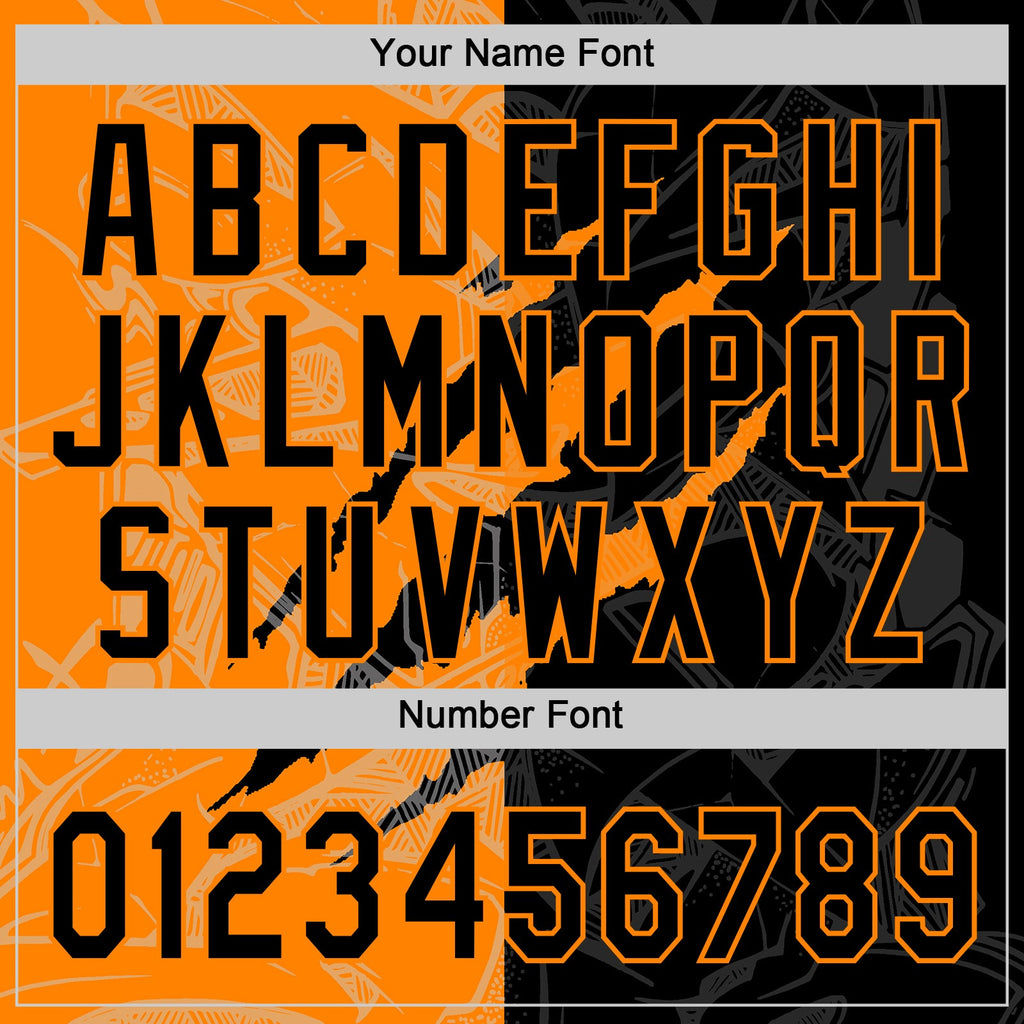 Custom Graffiti Pattern Black-Bay Orange 3D Scratch Two-Button Unisex Softball Jersey