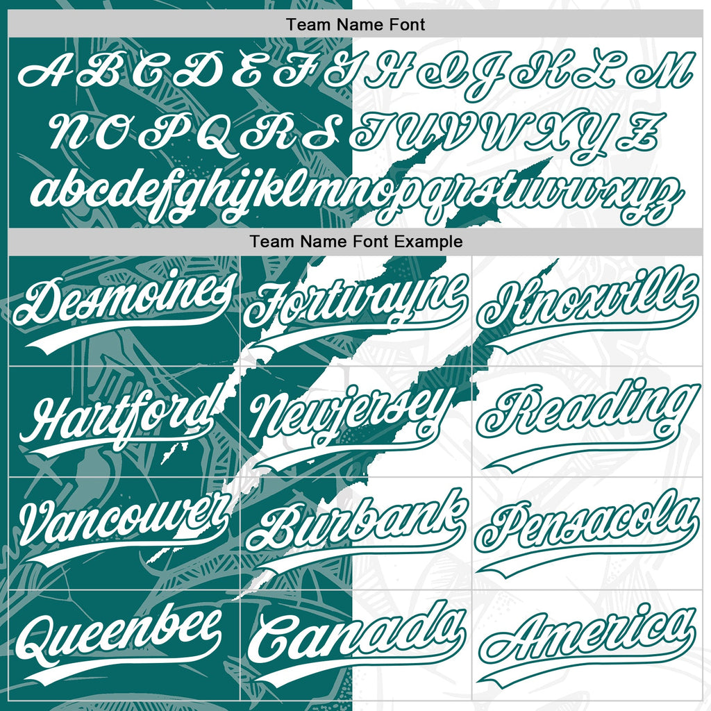 Custom Graffiti Pattern White-Teal 3D Scratch Two-Button Unisex Softball Jersey