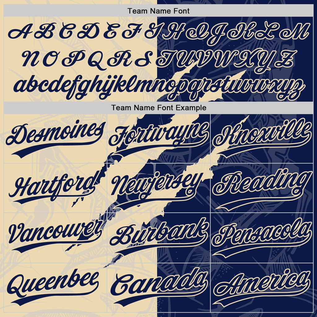 Custom Graffiti Pattern Navy-Cream 3D Scratch Two-Button Unisex Softball Jersey