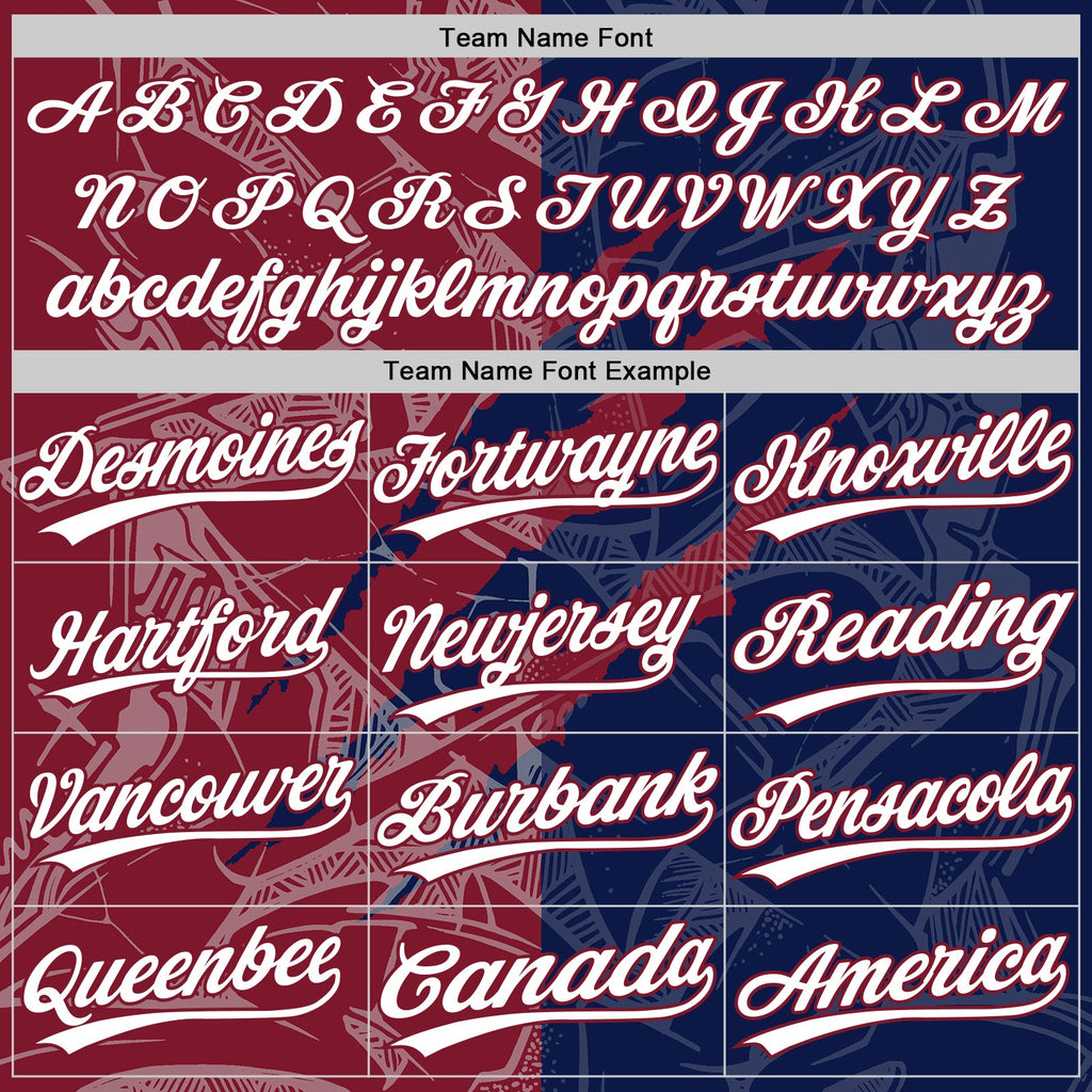 Custom Graffiti Pattern White Navy-Crimson 3D Scratch Two-Button Unisex Softball Jersey