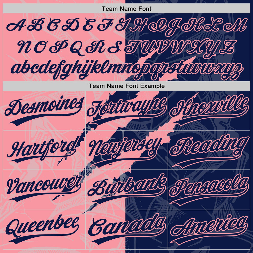 Custom Graffiti Pattern Navy-Medium Pink 3D Scratch Two-Button Unisex Softball Jersey