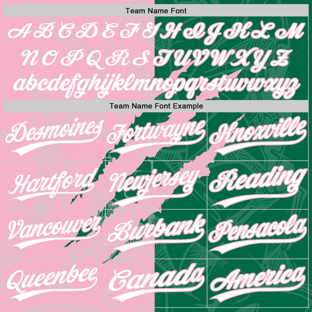 Custom Graffiti Pattern White Kelly Green-Light Pink 3D Scratch Two-Button Unisex Softball Jersey
