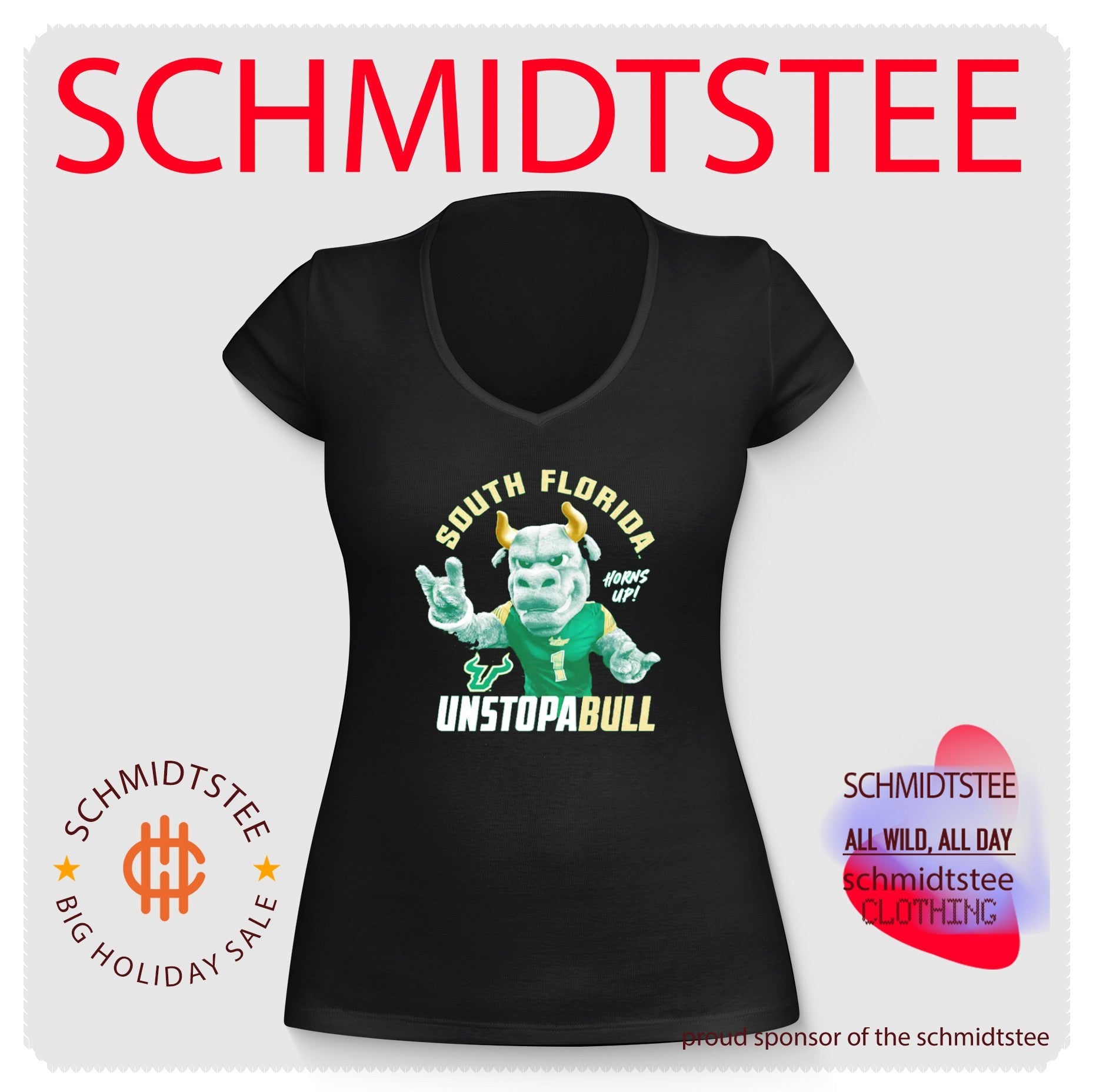 South Florida Bulls Rocky Mascot Unstopabull Horns Up shirt