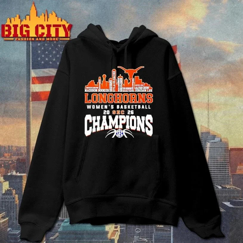 Texas Longhorns Women’s Basketball Champions 2026 player name city skyline Shirt Unisex