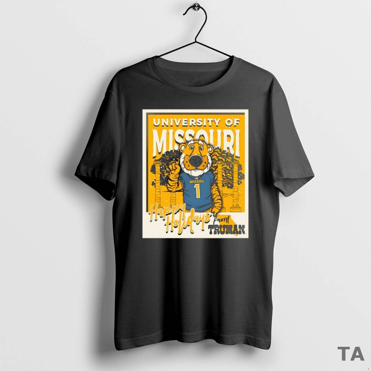Top Missouri Tigers Happy Holidays From Truman Snowy Mascot T Shirt Sweater