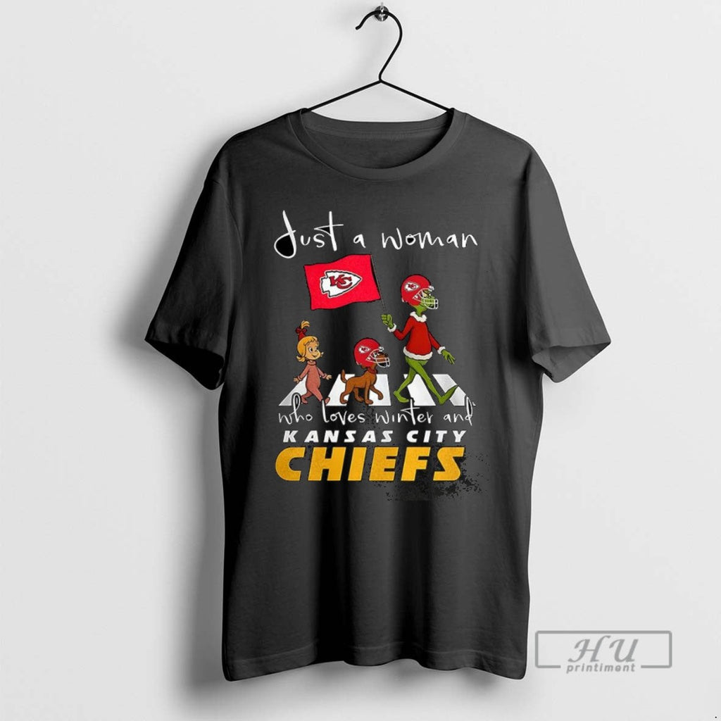 Trending Grinch Just A Woman Who Loves Winter And Kansas City Chiefs Football Cross The