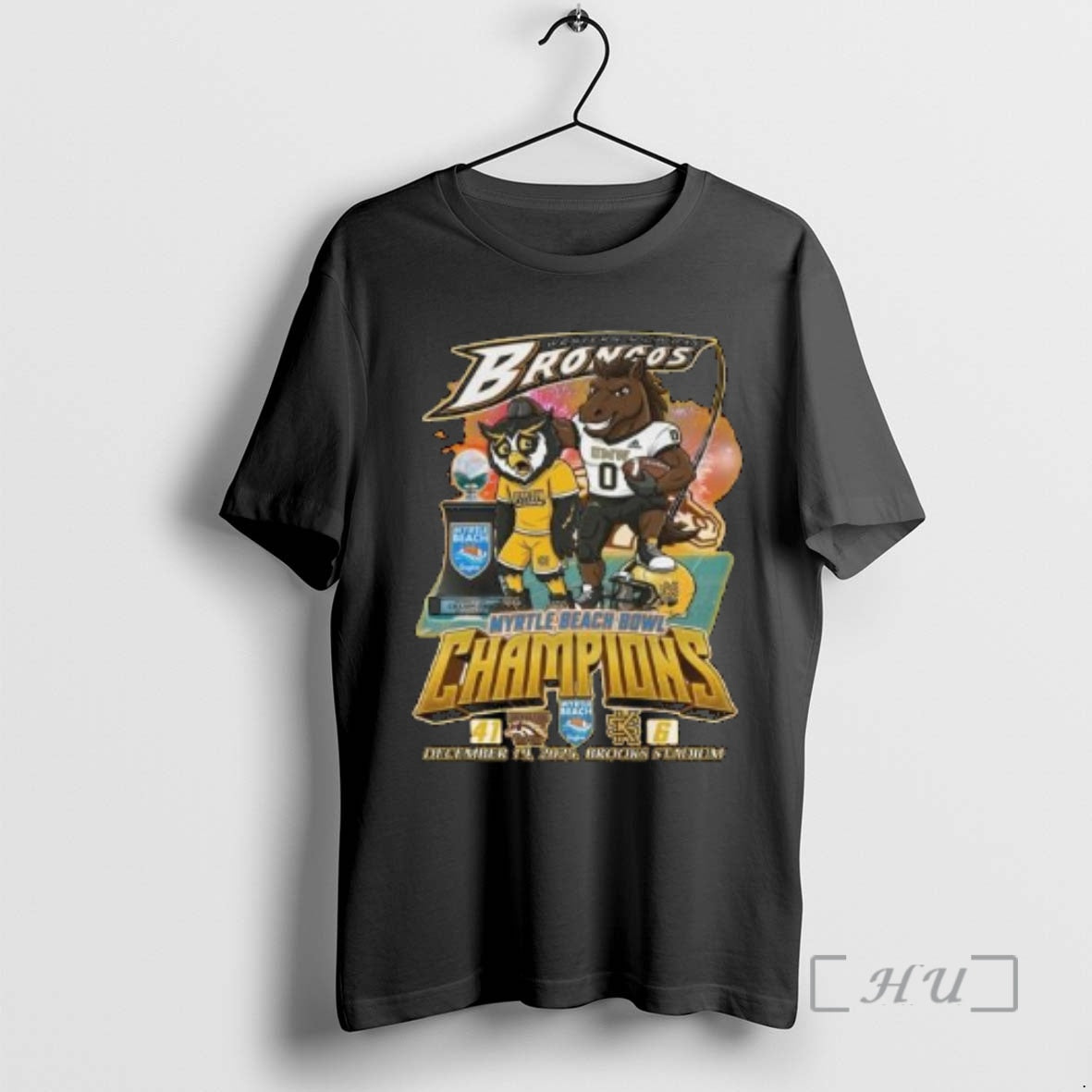 Trending Western Michigan Broncos Myrtle Beach Bowl Champions 2025 Beat Kennesaw Mascot Circle Black Premium