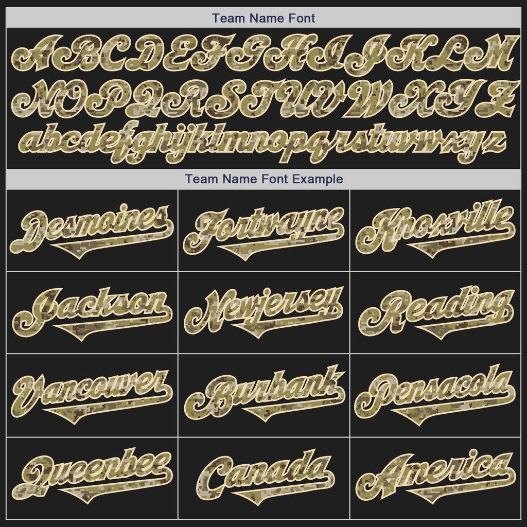 Custom Black Camo-Olive Authentic Two Tone Baseball Jersey