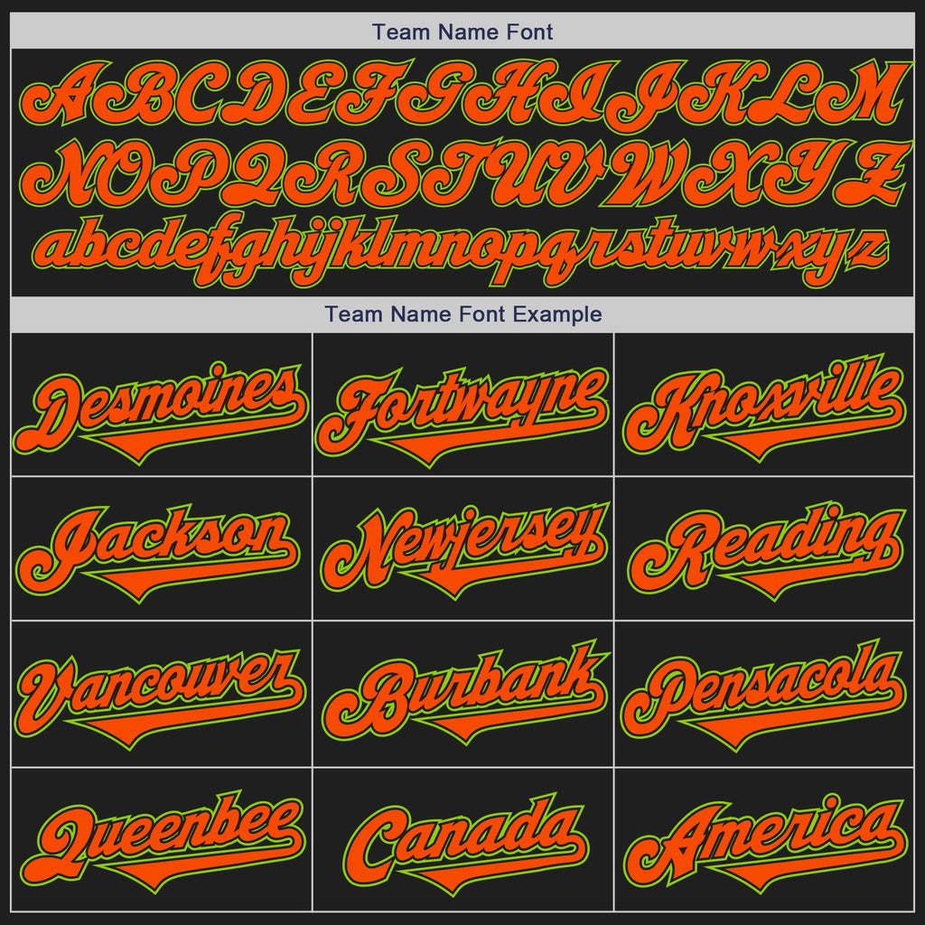 Custom Black Orange-Neon Green Authentic Two Tone Baseball Jersey