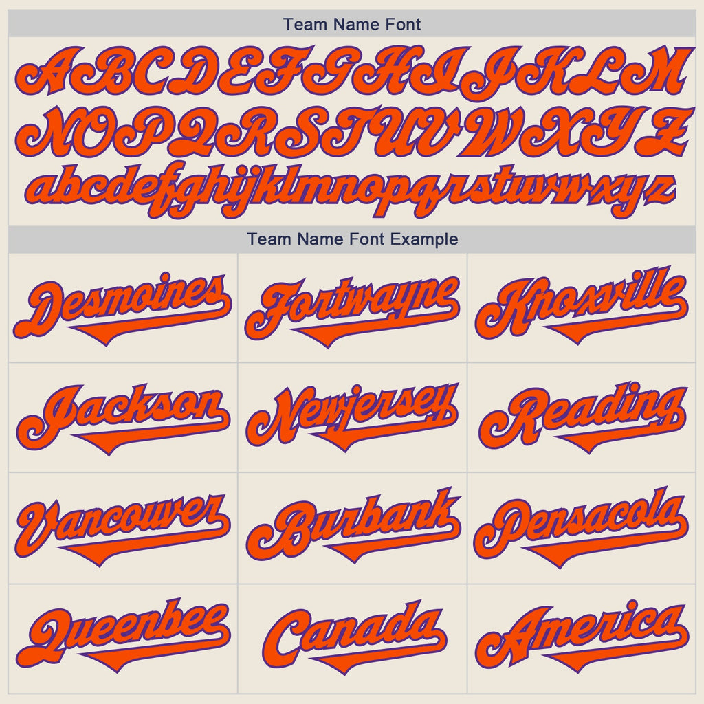 Custom Cream Orange-Purple Authentic Two Tone Baseball Jersey