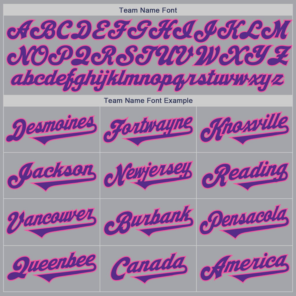 Custom Gray Purple-Pink Authentic Two Tone Baseball Jersey