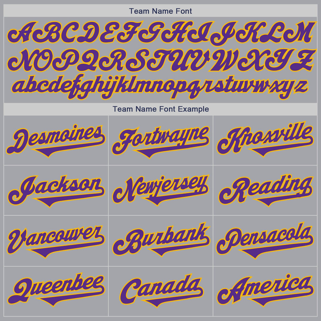 Custom Gray Purple-Gold Authentic Two Tone Baseball Jersey