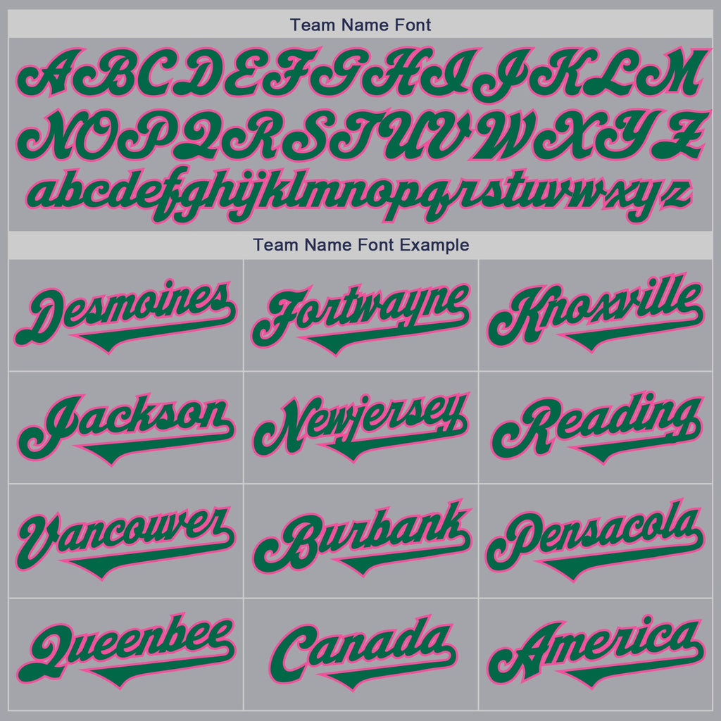 Custom Gray Kelly Green-Pink Authentic Two Tone Baseball Jersey