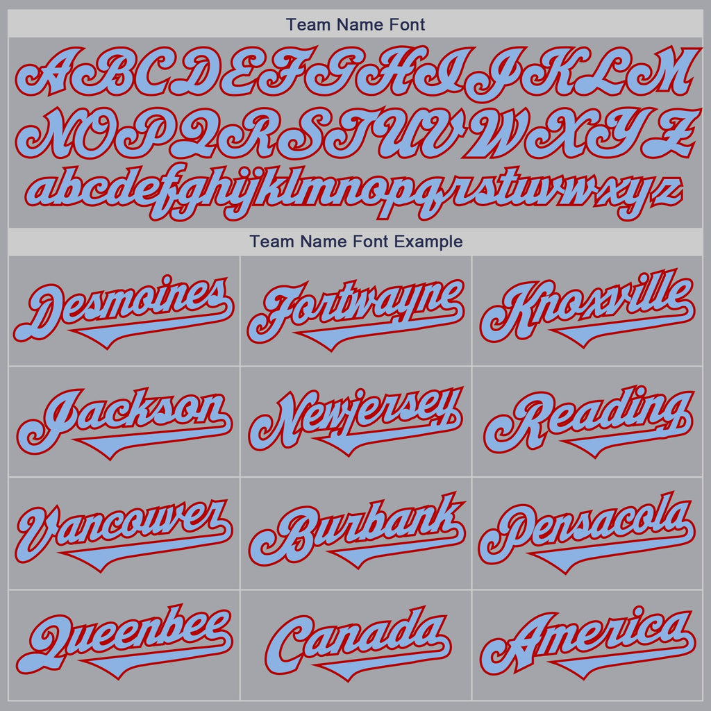 Custom Gray Light Blue-Red Authentic Two Tone Baseball Jersey