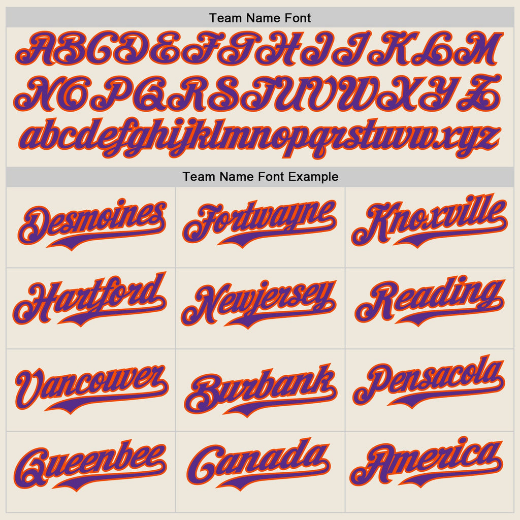 Custom Cream Purple Pinstripe Orange Authentic Two Tone Baseball Jersey