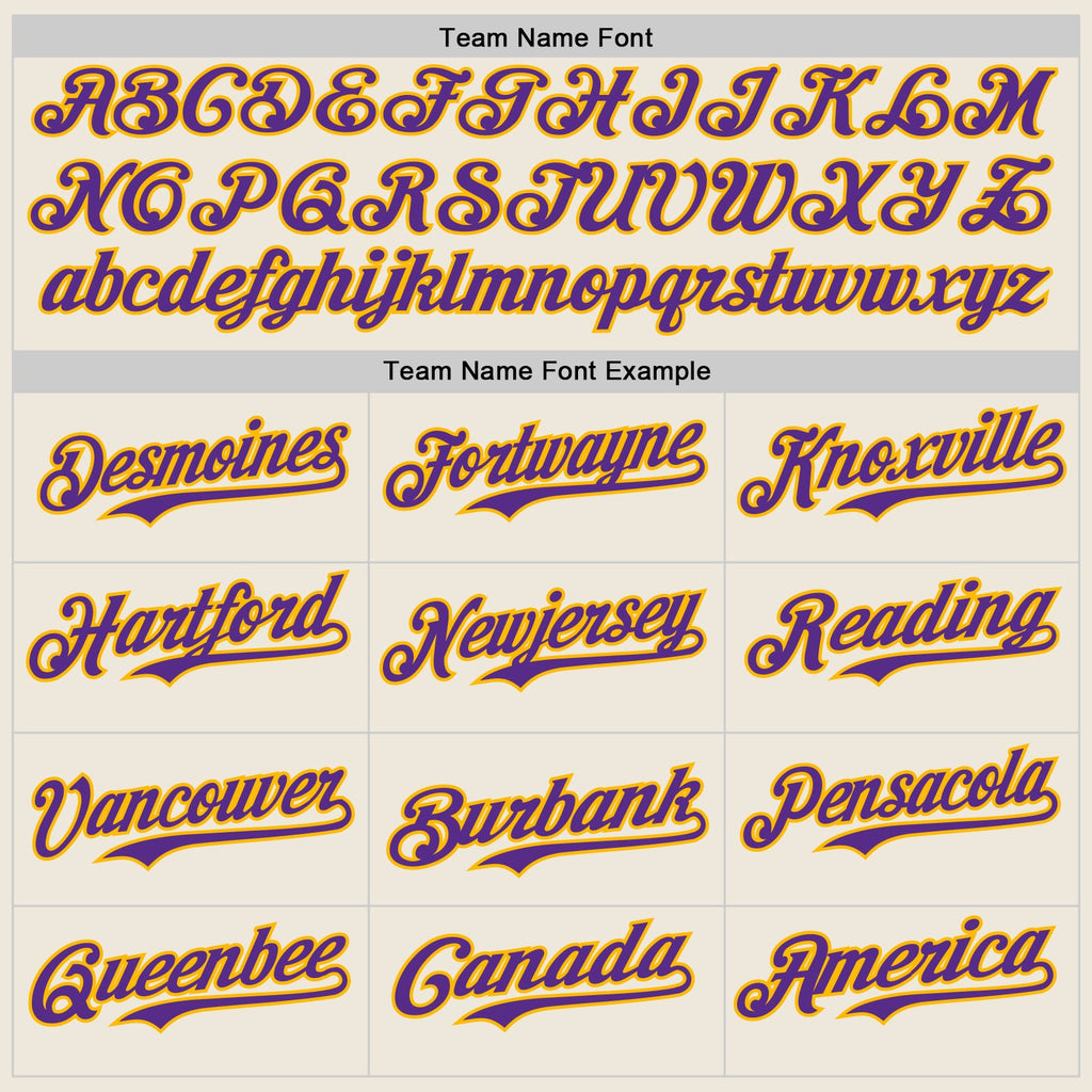 Custom Cream Purple Pinstripe Gold Authentic Two Tone Baseball Jersey
