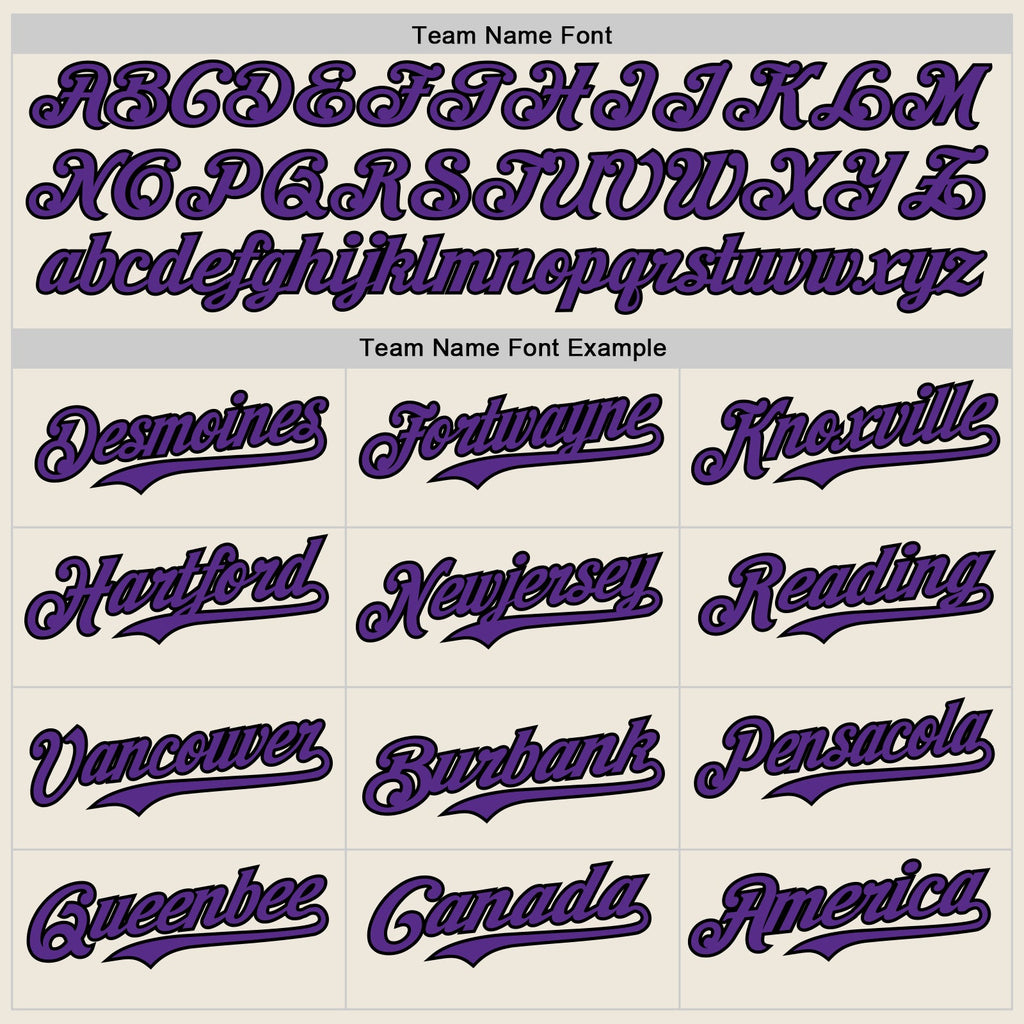 Custom Cream Purple Pinstripe Black Authentic Two Tone Baseball Jersey
