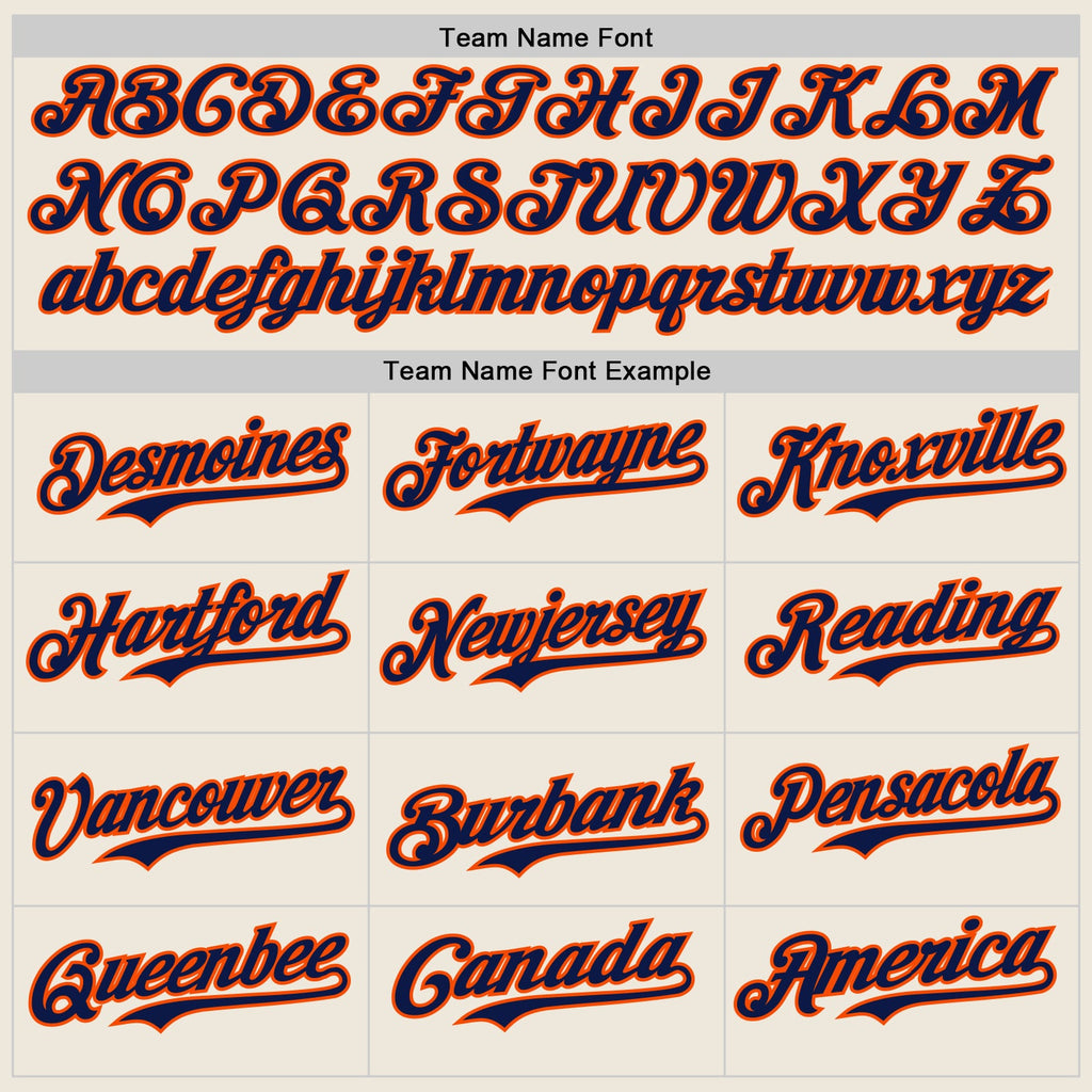 Custom Cream Navy Pinstripe Orange Authentic Two Tone Baseball Jersey