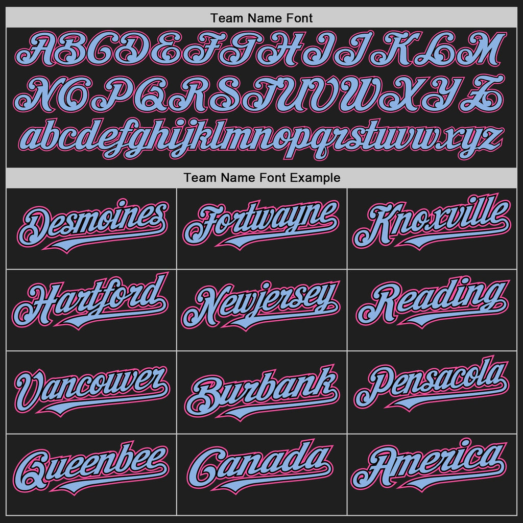 Custom Black Light Blue Pinstripe Pink Authentic Two Tone Baseball Jersey