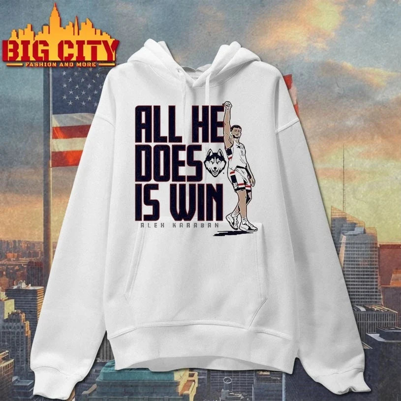 UConn Basketball Alex Karaban All He Does is Win Unisex