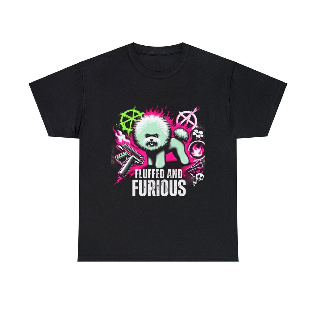 Unisex Adult Tee Fluffed and Furious Bichon Frise Dog Rebellion T Shirt Funny Unisex