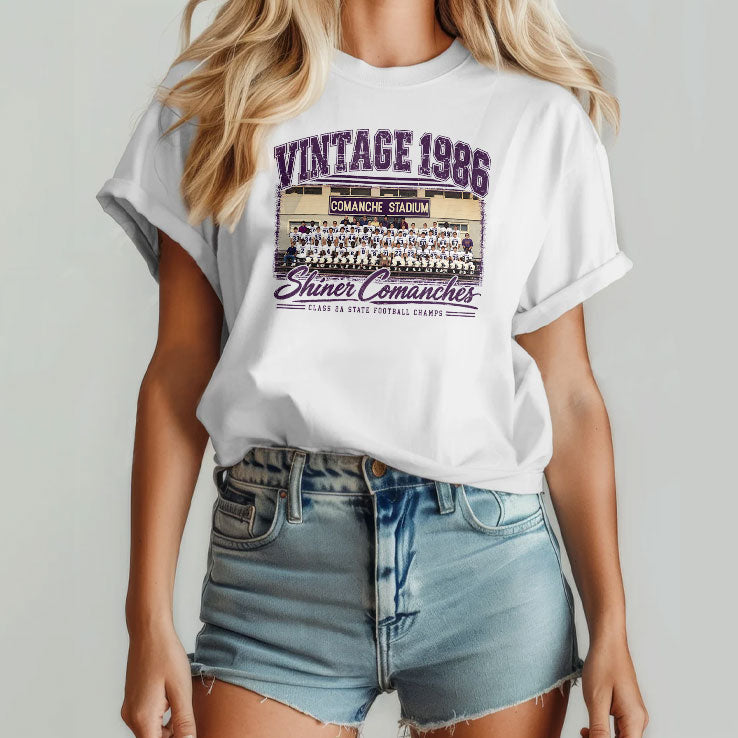 Vintage 1986 State Champions Shiner Comanches T Shirt