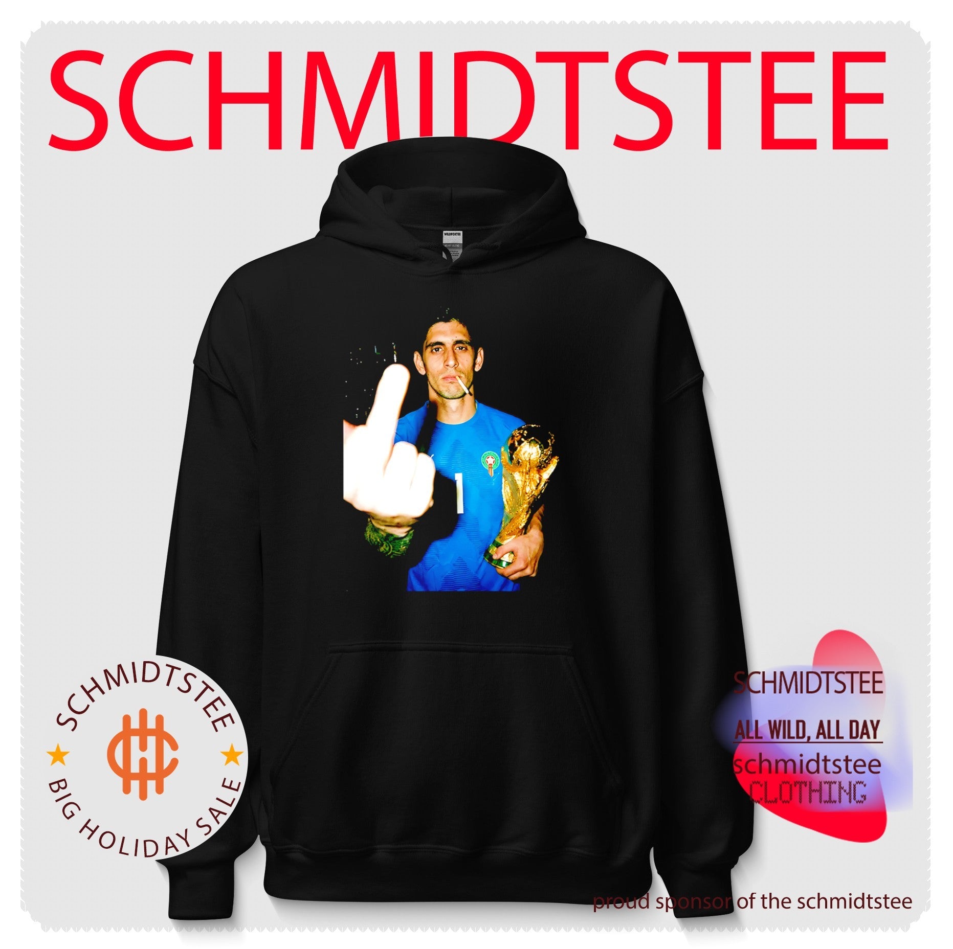 Yassine Bounou Morocco FC trophy and middle finger shirt