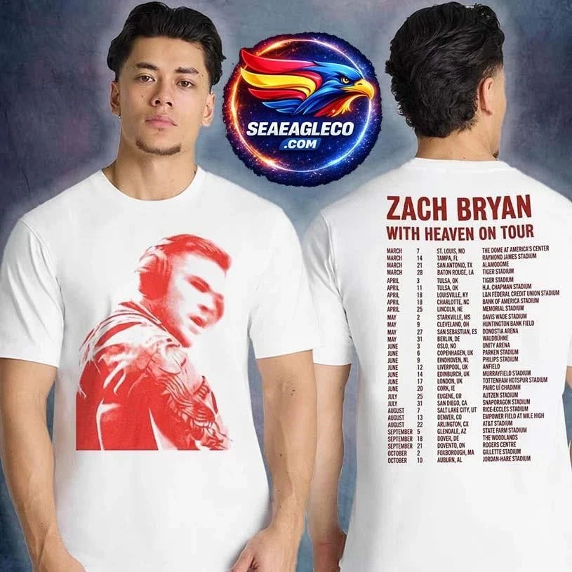 Zach Bryan Merch With Heaven On Tour 2026 Roadmap Red Edition Two Sided Shirt Unisex
