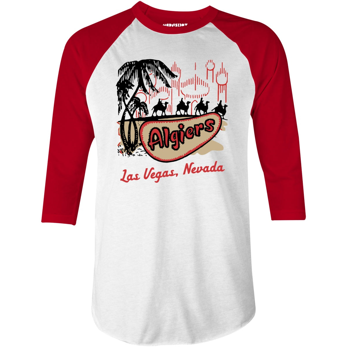 Algiers Hotel v2 - Vintage Las Vegas - 3/4 Sleeve Raglan