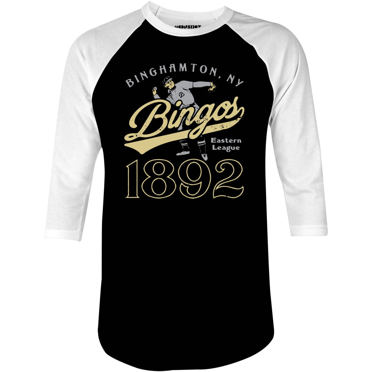 Binghamton Bingos - New York - Vintage Defunct Baseball Teams - 3/4 Sleeve Raglan