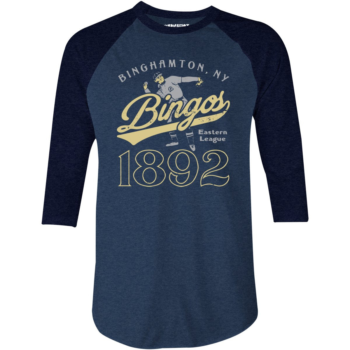 Binghamton Bingos - New York - Vintage Defunct Baseball Teams - 3/4 Sleeve Raglan