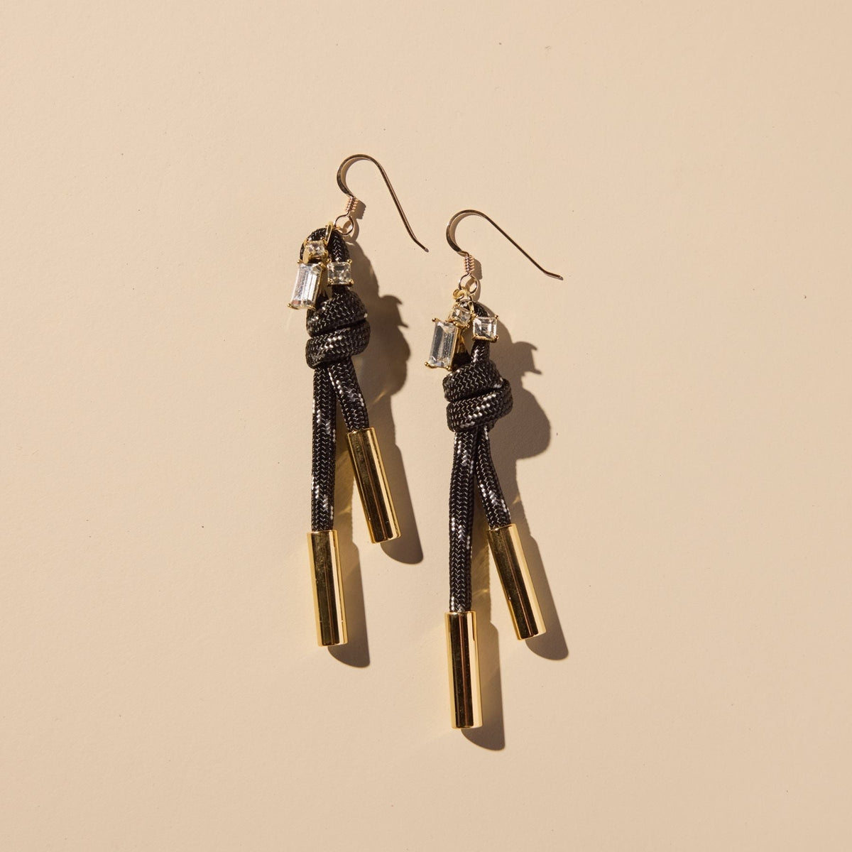 Black Luxe Denver Cord and Crystal Earring