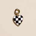 Black & White Checkered Heart Charm