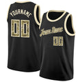 Custom Black Camo-Cream Round Neck Rib-Knit Basketball Jersey